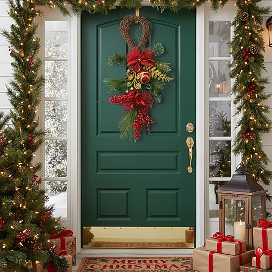 26'' Long Needle Pine and Berry Artificial Christmas Teardrop Swag  Unlit