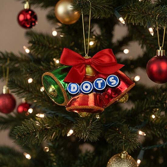 3'' Green and Red Candy Lane Tootsie Roll Dots Gumdrop Candies Glass Christmas Ornament