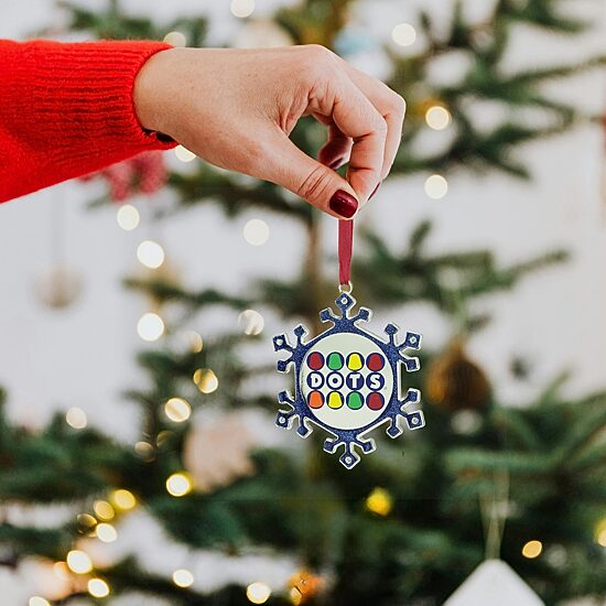 3.5'' Blue and Silver Snowflake Dots Candy Logo Christmas Ornament
