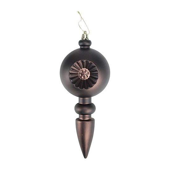 4ct Matte Brown Retro Reflector Shatterproof Christmas Finial Ornaments 7.5"