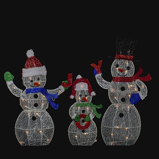 Northlight Lighted Mesh Snowmen Joy Christmas Yard Art