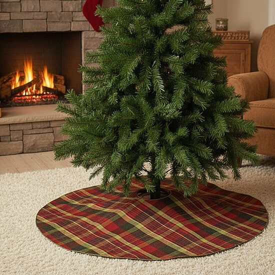 Northlight 48in Plaid With Shimmer Trim Indoor Tree Skirt