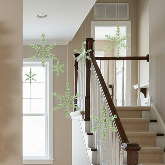 8.75'' Green and Clear Glittered Snowflake Christmas Ornament