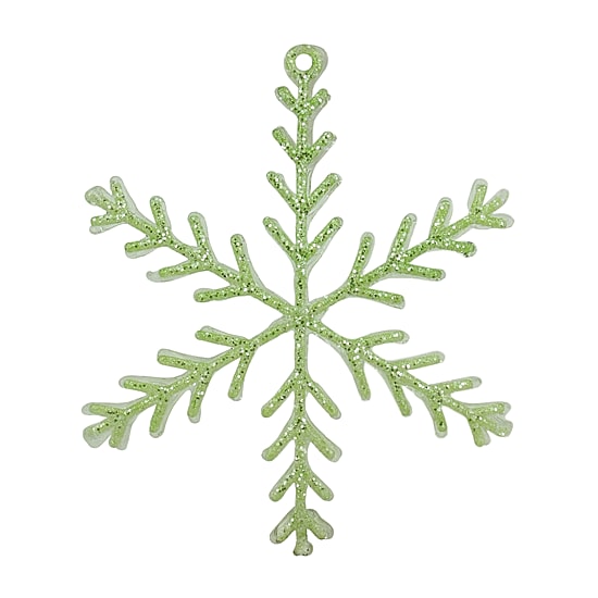 8.75'' Green and Clear Glittered Snowflake Christmas Ornament