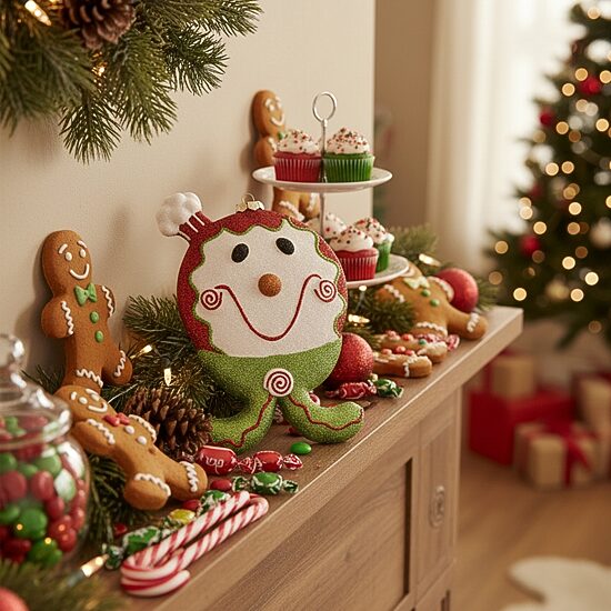 9'' Red and Green Glittered Shatterproof Gingerbread Boy Christmas Ornament