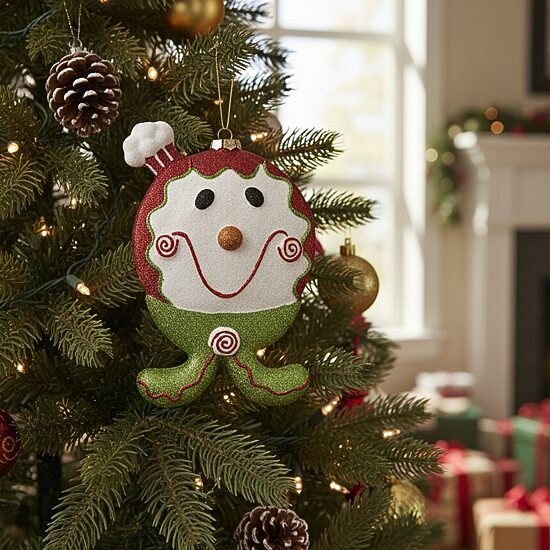 9'' Red and Green Glittered Shatterproof Gingerbread Boy Christmas Ornament