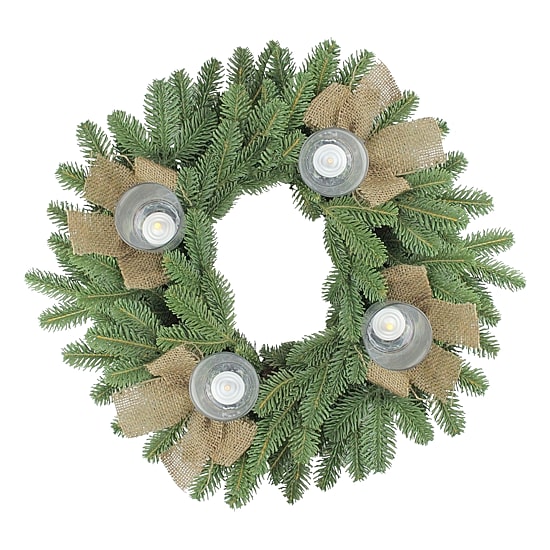 Green and Brown Pine Artificial Christmas Wreath with Candle Holder - 21-Inch  Unlit