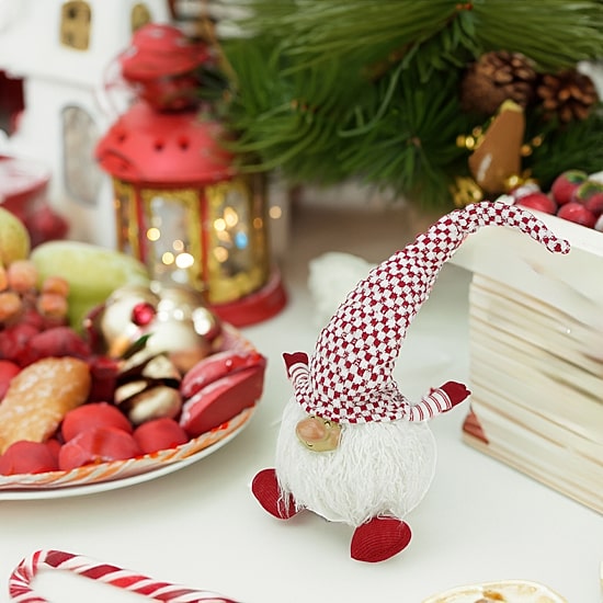 25'' Red and White Cheerful Charlie Sitting Santa Gnome Christmas Tabletop Figurine