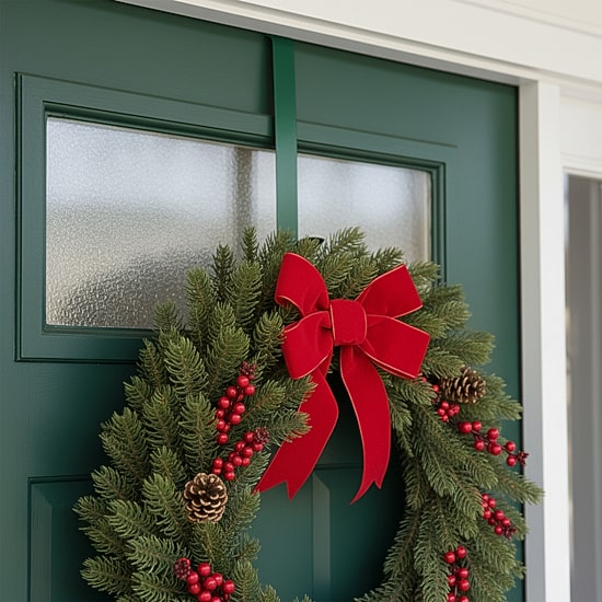 14'' Green Over the Door Christmas Wreath Hanger