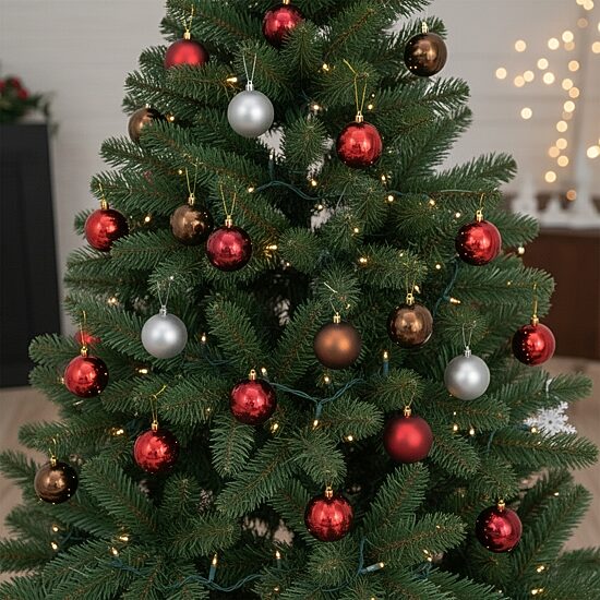 32ct Multi-Color Shatterproof 2-Finish Christmas Ball Ornaments 3.25'' (80mm)