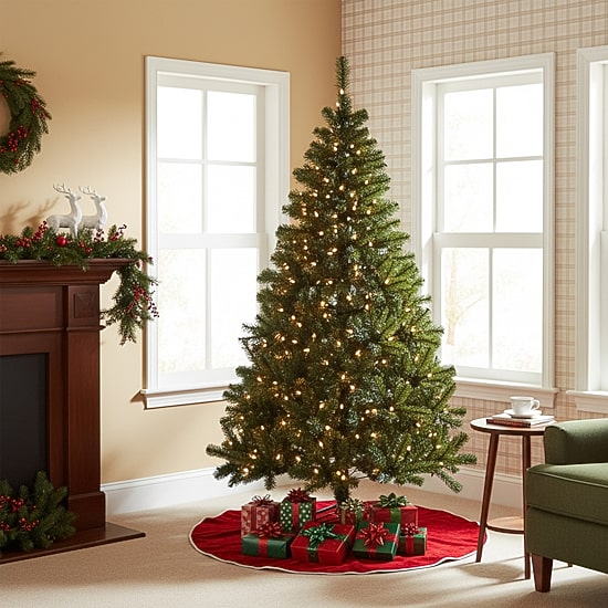 6' Pre-Lit Mixed Classic Pine Medium Artificial Christmas Tree  Warm Clear LED Lights