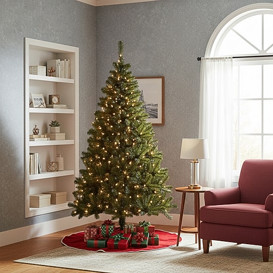 6' Pre-Lit Mixed Classic Pine Medium Artificial Christmas Tree  Warm Clear LED Lights