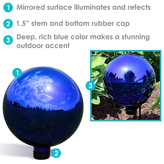 Net Health Shops Mirrored Gazing Globe - 10 Inch Glass Yard Art