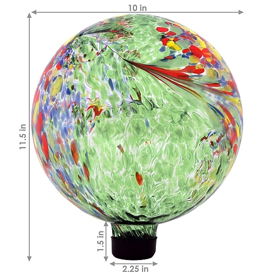 Net Health Shops Green Artistic Gazing Ball - 10 Inch Glass Yard Art