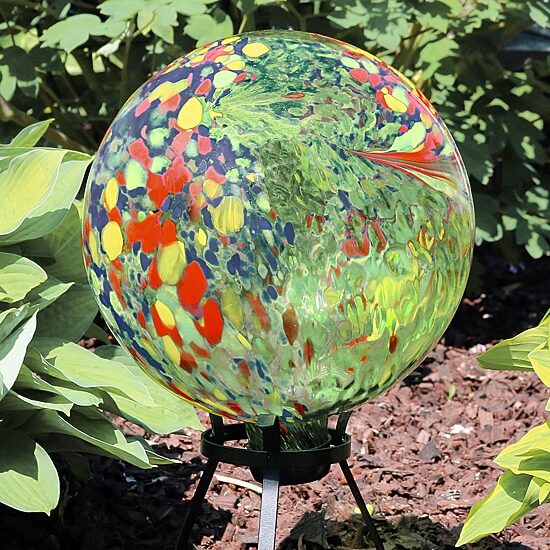 Net Health Shops Green Artistic Gazing Ball - 10 Inch Glass Yard Art