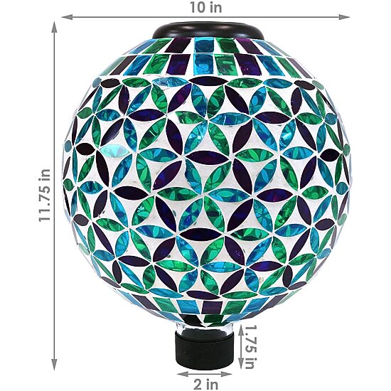 Net Health Shops Cool Blooms Mosaic Gazing Globe - 10 Inch Glass Yard Art