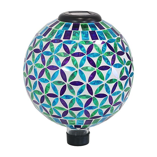 Net Health Shops Cool Blooms Mosaic Gazing Globe - 10 Inch Glass Yard Art
