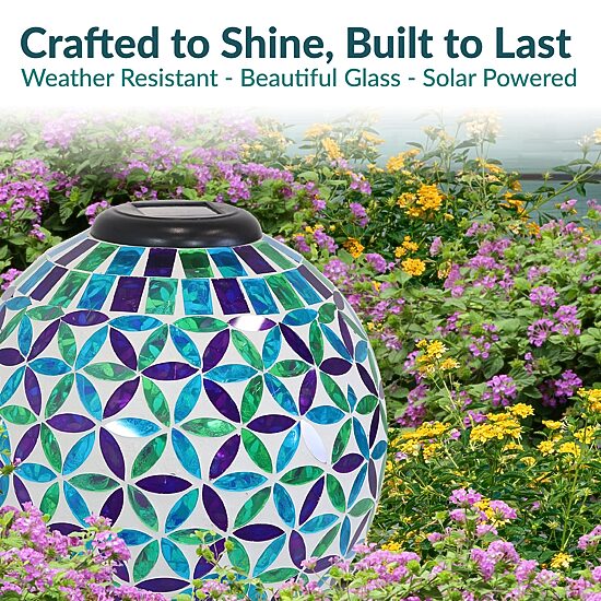 Net Health Shops Cool Blooms Mosaic Gazing Globe - 10 Inch Glass Yard Art