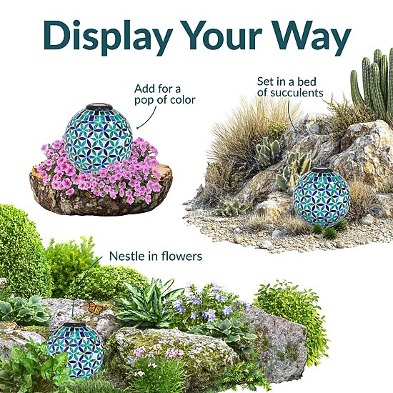 Net Health Shops Cool Blooms Mosaic Gazing Globe - 10 Inch Glass Yard Art