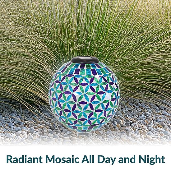 Net Health Shops Cool Blooms Mosaic Gazing Globe - 10 Inch Glass Yard Art