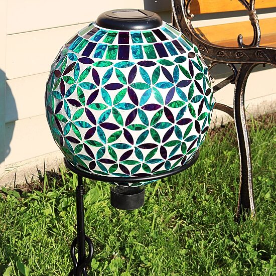 Net Health Shops Cool Blooms Mosaic Gazing Globe - 10 Inch Glass Yard Art