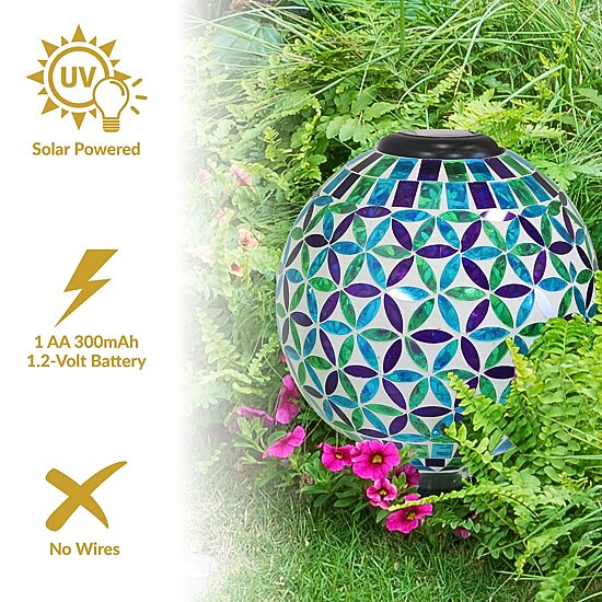 Net Health Shops Cool Blooms Mosaic Gazing Globe - 10 Inch Glass Yard Art