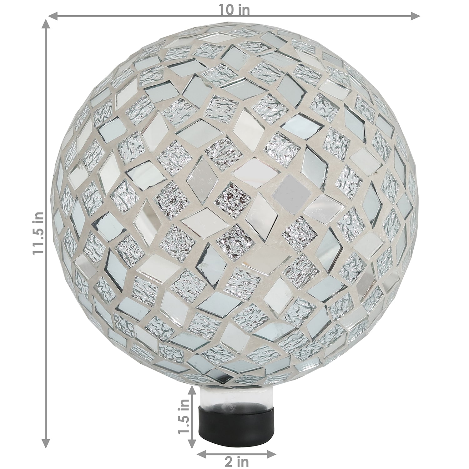 Net Health Shops Diamond Mosaic Gazing Globe - 10 Inch Glass Yard Art