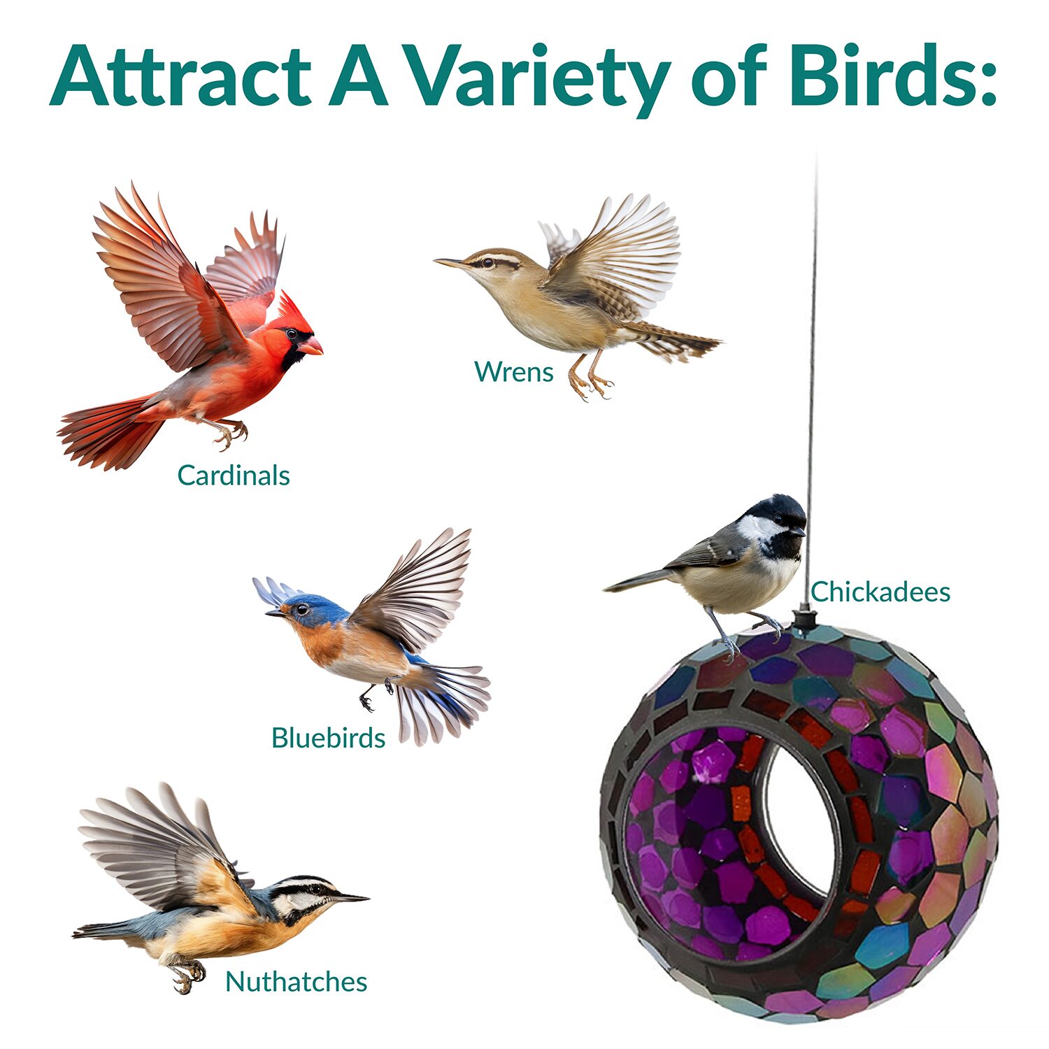 Net Health Shops Round Mosaic Glass Bird Feeder