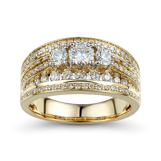 1½ CT. T.W. Diamond 3-Stone 14K Yellow Gold Ring