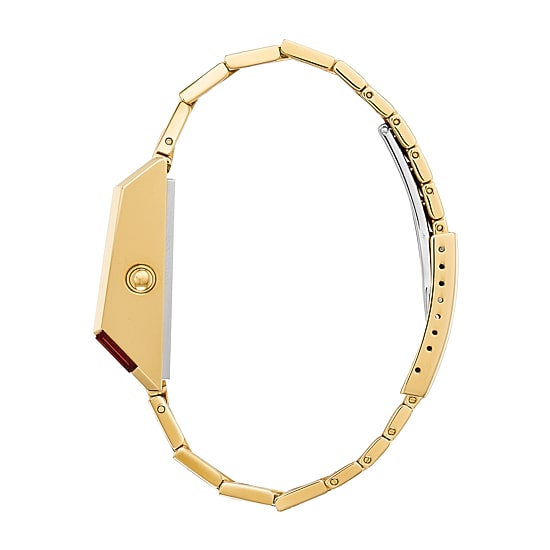 Bulova Computron Mens Digital Gold Tone Stainless Steel Bracelet Watch 97c110