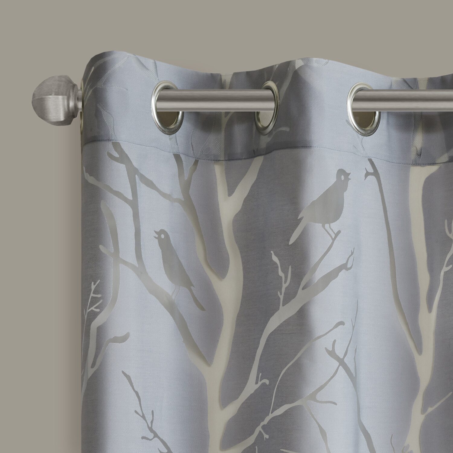Madison Park Vina Bird Burnout Grommet Top Sheer Single Curtain Panel