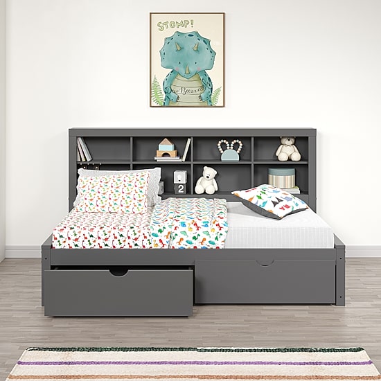 Bookcase Twin Daybed with Dual Underbed Drawers
