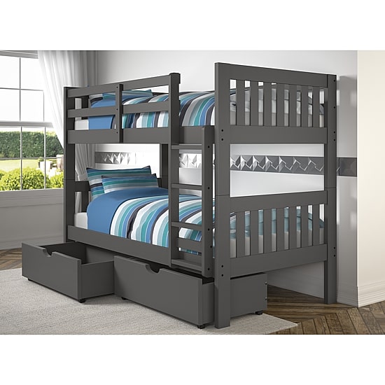 Austin Mission Twin over Twin Bunk Bed with Dual Underbed Drawers