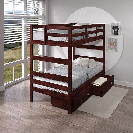 Promo Shaker Twin over Twin Bunkbed with Dual Underbed Drawers