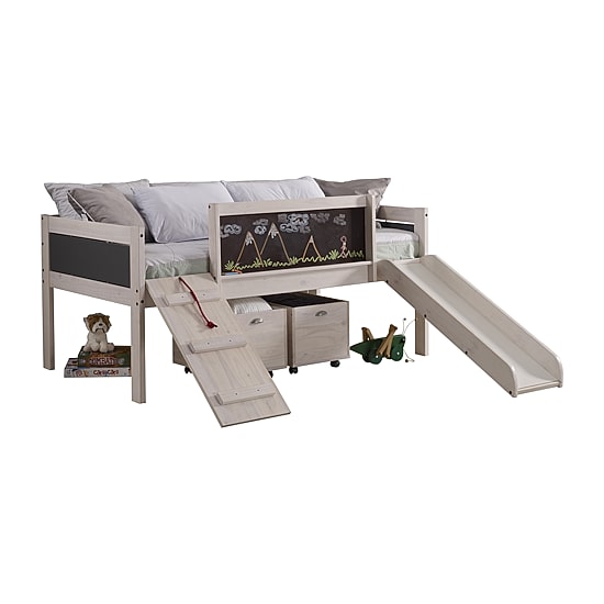 Art & Play Twin Junior Low Loft Bed with Toy Boxes