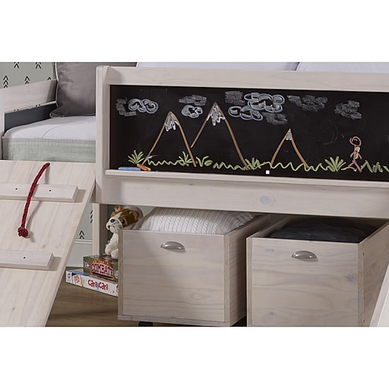 Art & Play Twin Junior Low Loft Bed with Toy Boxes