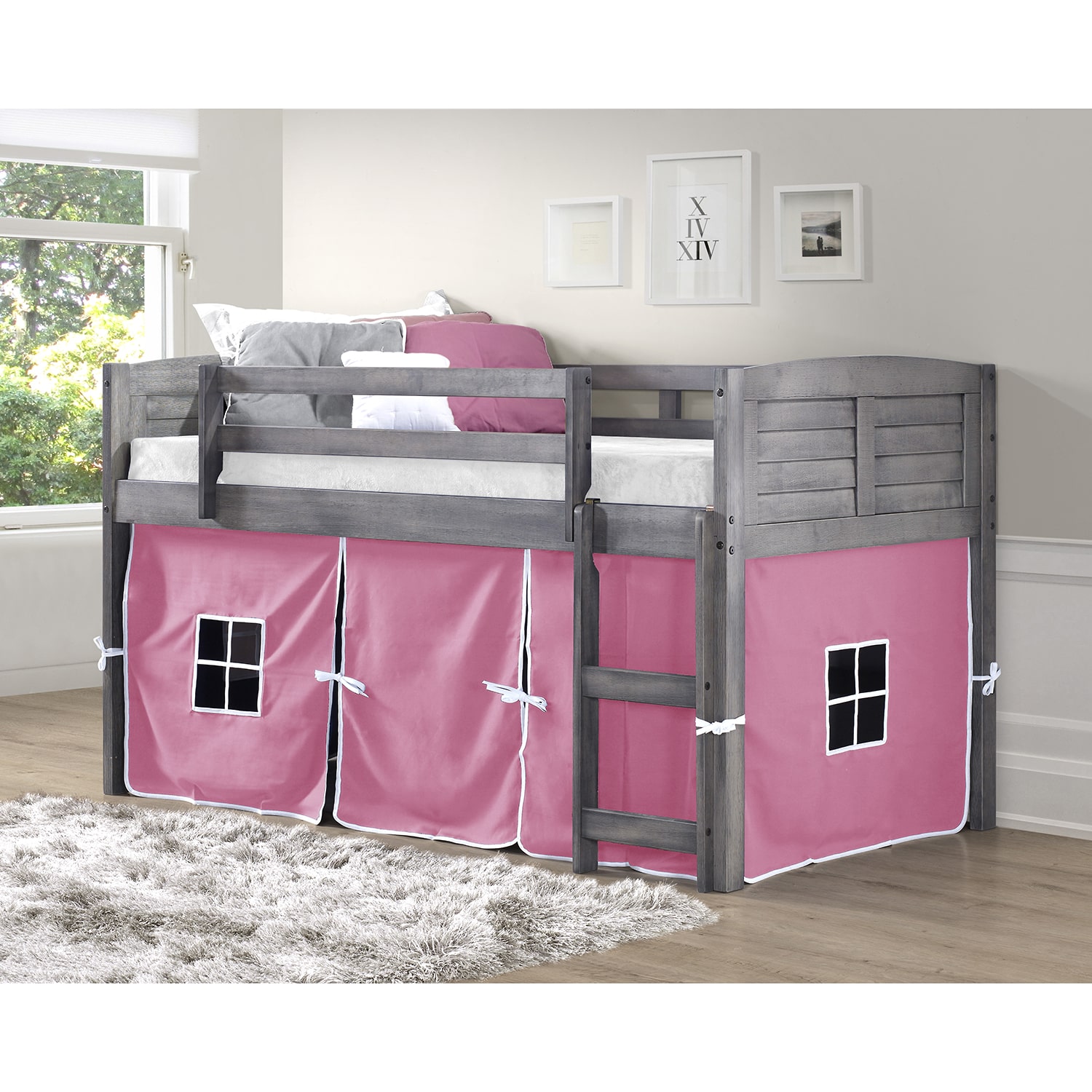 Louver Twin Low Loft with Tent