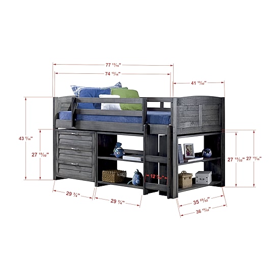 Louver Twin Modular Low Loft Bed - Group A