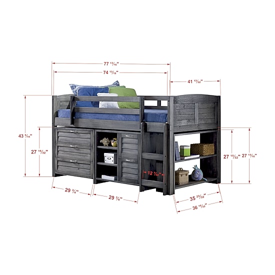 Louver Twin Modular Low Loft Bed - Group B