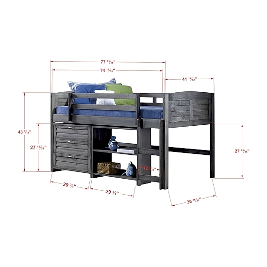 Louver Twin Modular Low Loft Bed - Group C