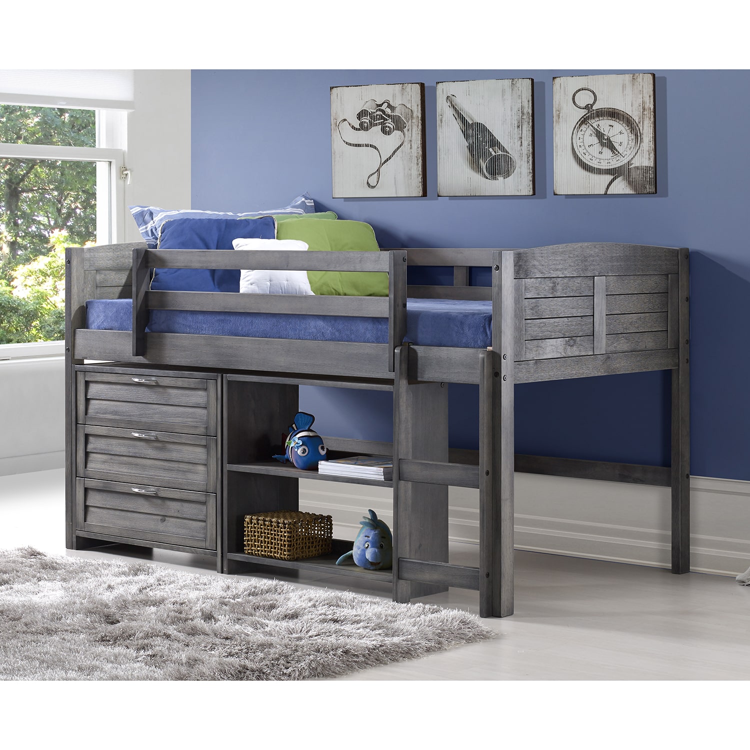 Louver Twin Modular Low Loft Bed - Group C