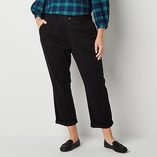 St. John's Bay Plus Women's Relaxed Fit Girl Friend Chino Pant