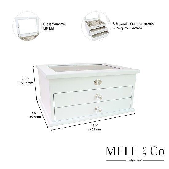 Mele And Co Large Lili White Jewelry Box