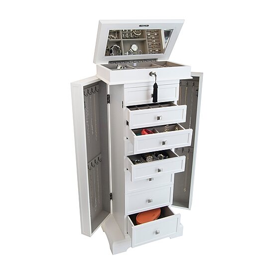 Mele And Co Olympia White Jewelry Armoire