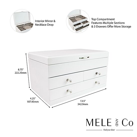 Mele And Co Fairhaven  White Jewelry Box