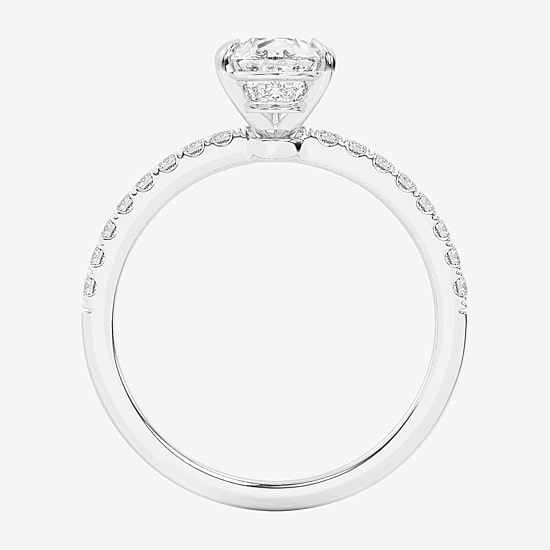 (G-H /  Si1-Si2) Womens 1 CT. T.W. Lab Grown White Diamond 10K Gold Pear Side Stone Engagement Ring