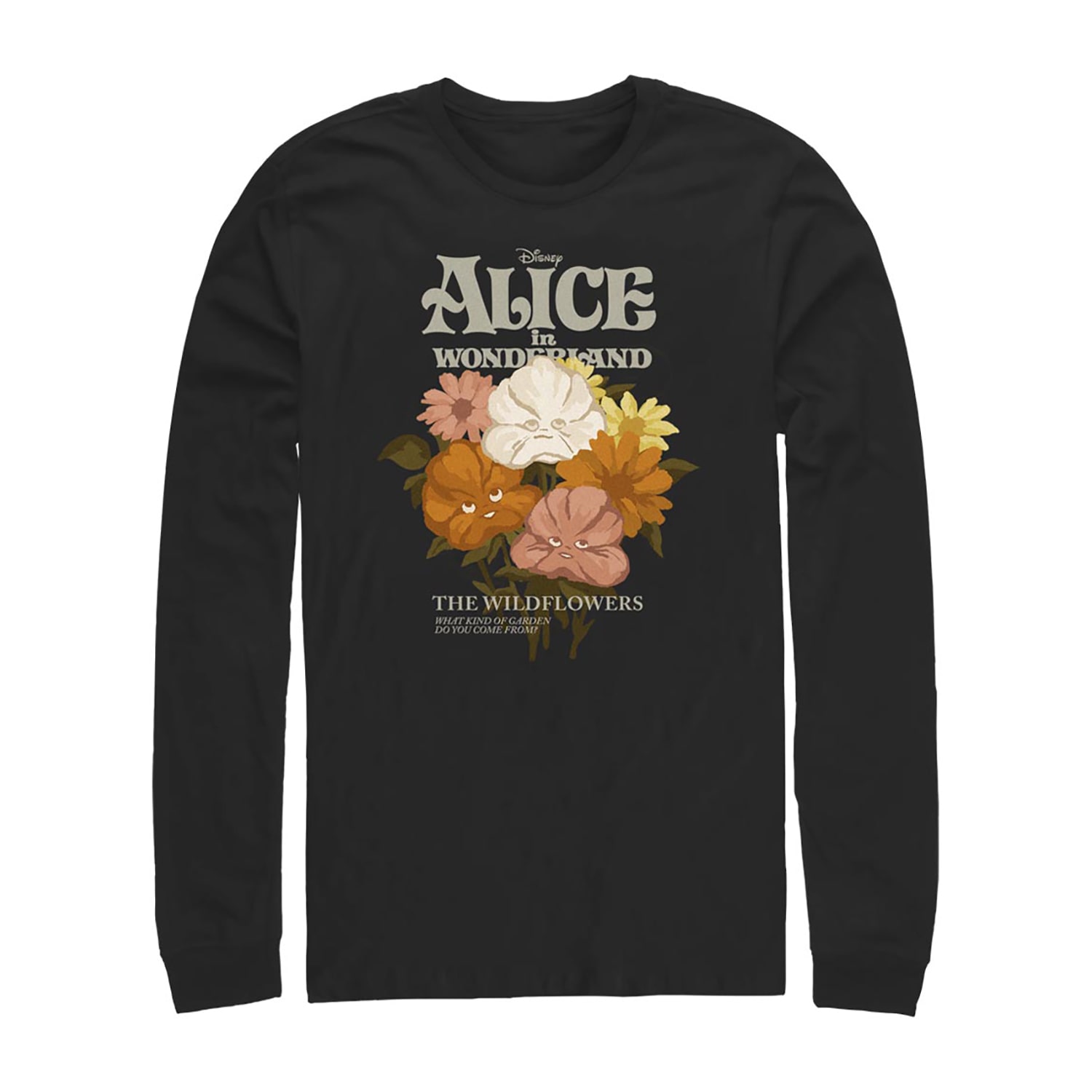 Mens Long Sleeve Alice Wonderland Graphic T-Shirt