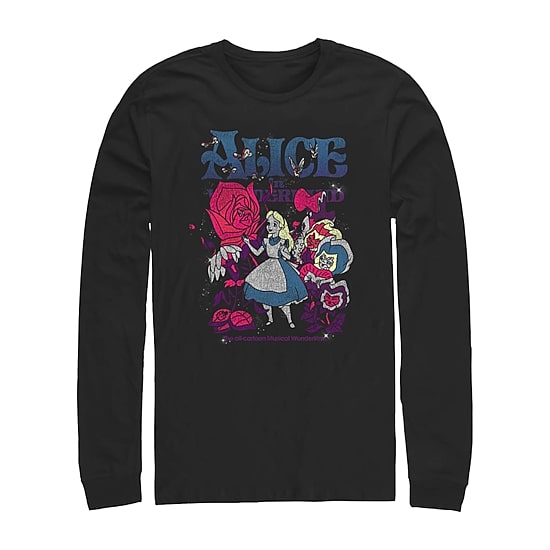 Mens Long Sleeve Alice in Wonderland Graphic T-Shirt