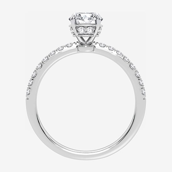 (G-H / Si1-Si2) Womens 1 CT. T.W. Lab Grown White Diamond 10K Gold Round Side Stone Engagement Ring