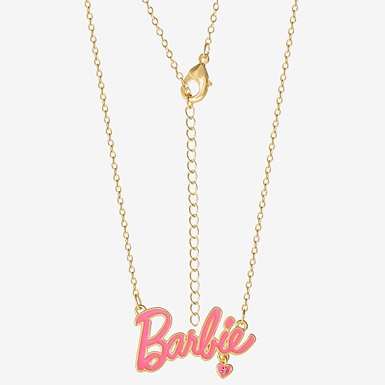 Womens Pink Crystal 18K Gold Over Brass Heart 16 Inch Pendant Necklace